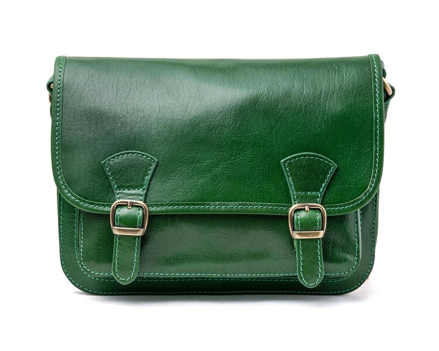 Green Leather Purse for Women / Crossbody bag with adjustable shoulder strap