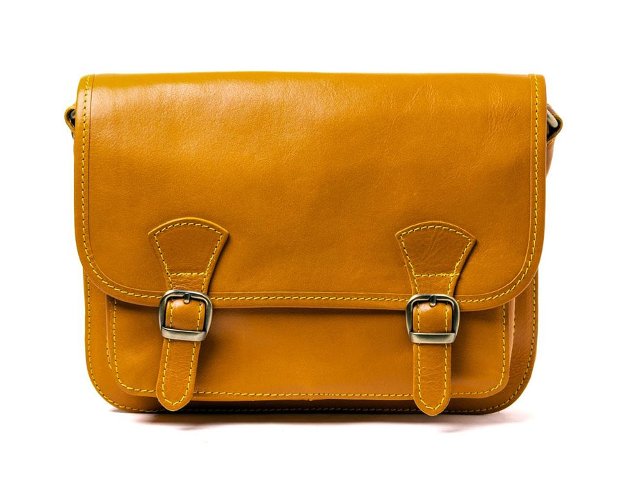 Yellow Leather Purse for Women / Crossbody bag with adjustable shoulder strap