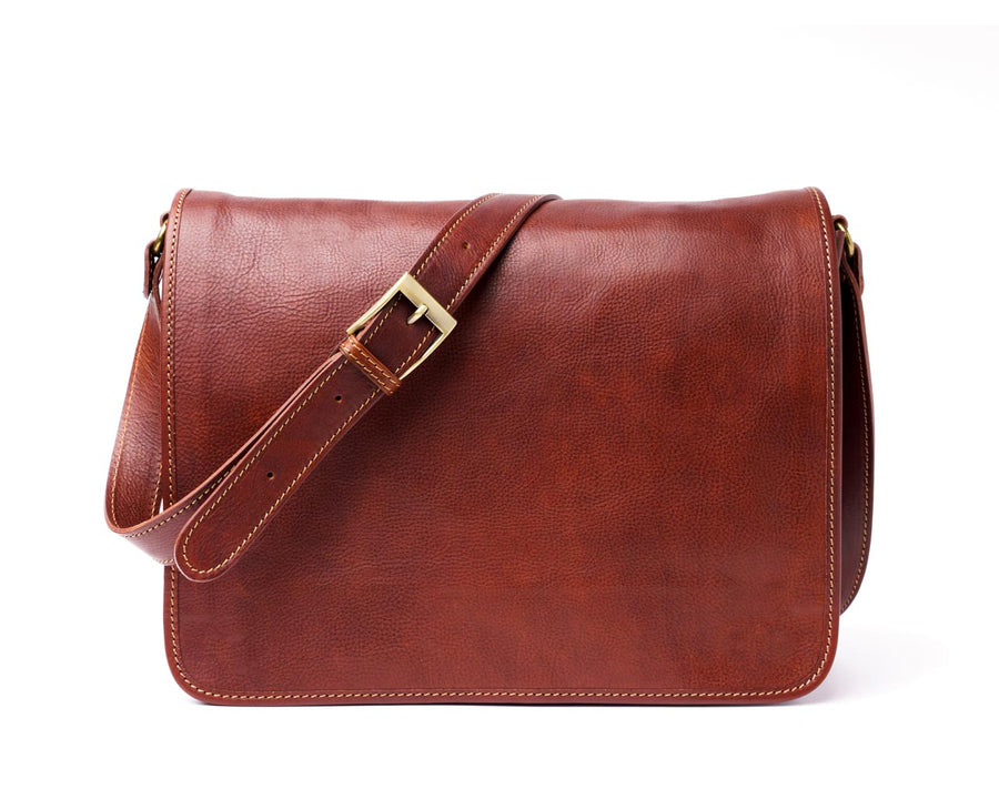 Italian Leather Messenger Bag with Adjustable Shoulder Strap