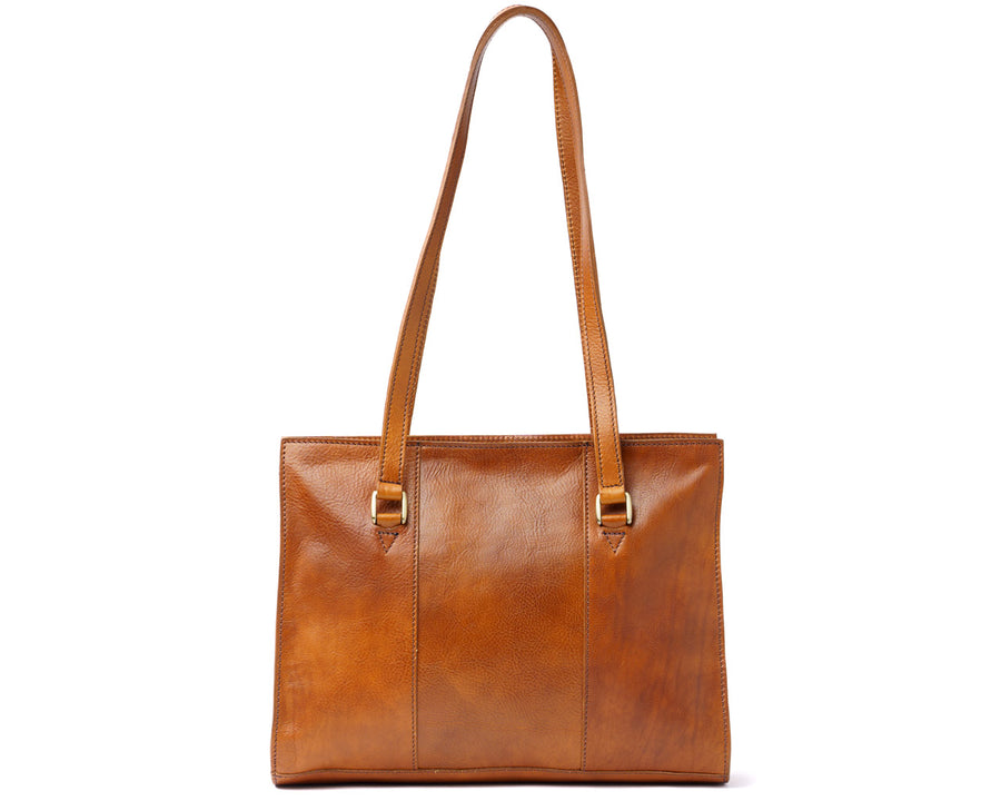 Full Grain Leather Tote Bag By Pampora Leather for 15" laptop 