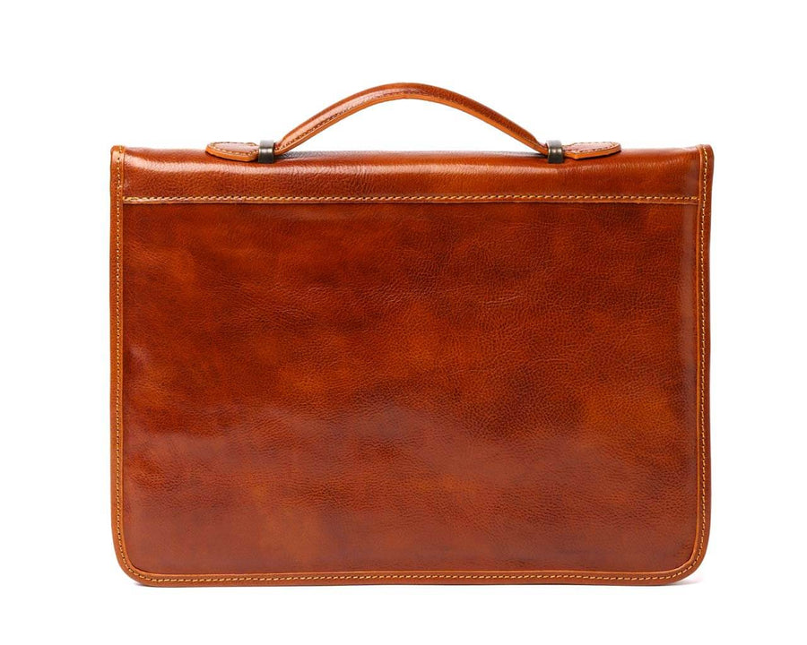Full Grain Leather Portfolio with Top Handle By Pampora Leather