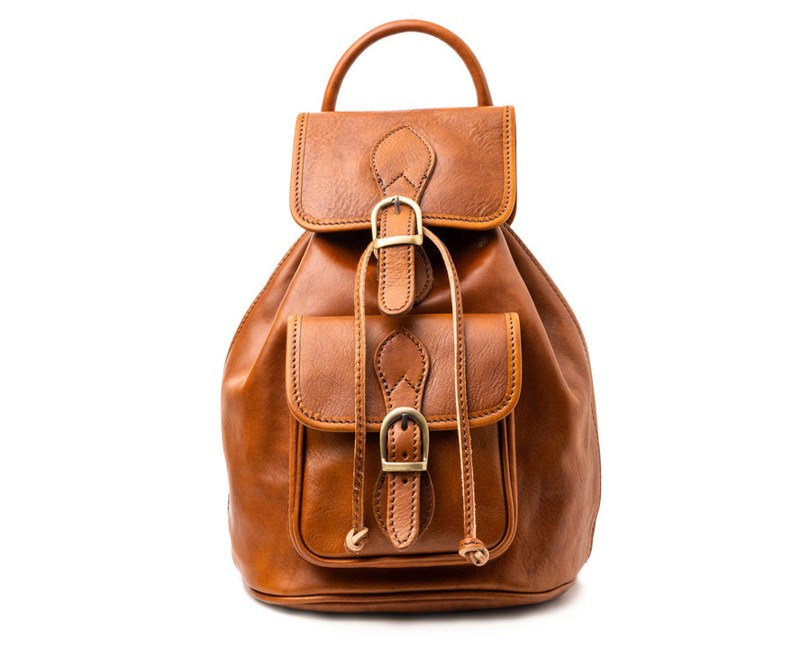 Pampora Leather Mini Knapsack Backpack for Women 