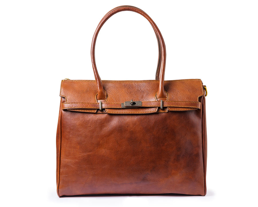 Pampora Leather Handle Tote Bag for Women