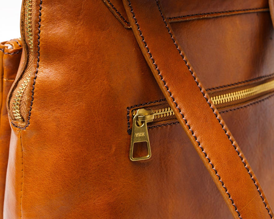 byhands Beige Webbing Cross Shoulder Bag Strap with Genuine Leather Tab